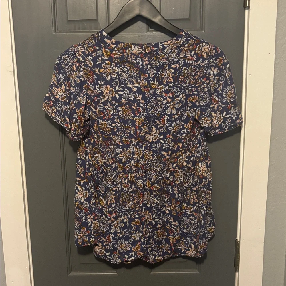 Knox Rose Navy Floral Blouse Button Down - Picture 3 of 3